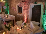 Ambientebeleuchtung Apricot Türkis auf einer Hochzeit mit DJ Falko aus Hannover in der Alten Wassermühle zu Bentrup
